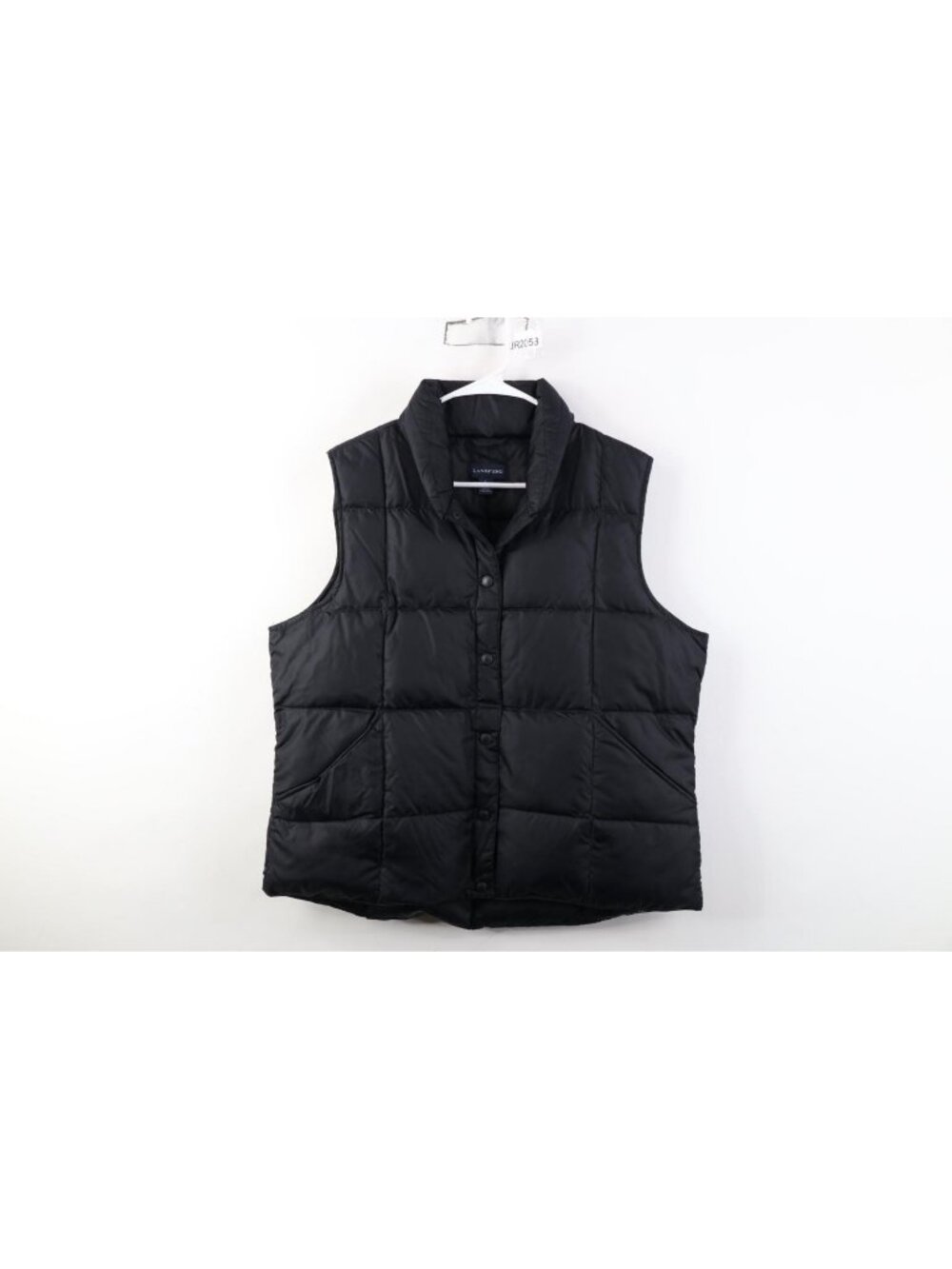 Vintage Lands End Womens Large Duck Down Insulated Puffer Vest Jacket Black
